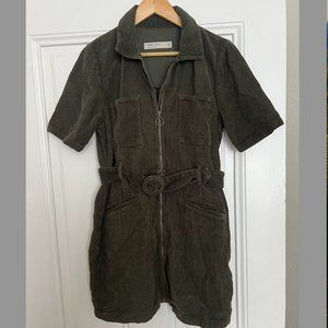 60' style corduroy zip up mini dress